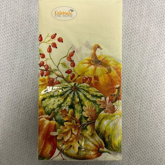 Celebrate THE HOME 32 Guest Paper Towel Napkins Fall Harvest Pumpkin Print - Picture 6 of 7